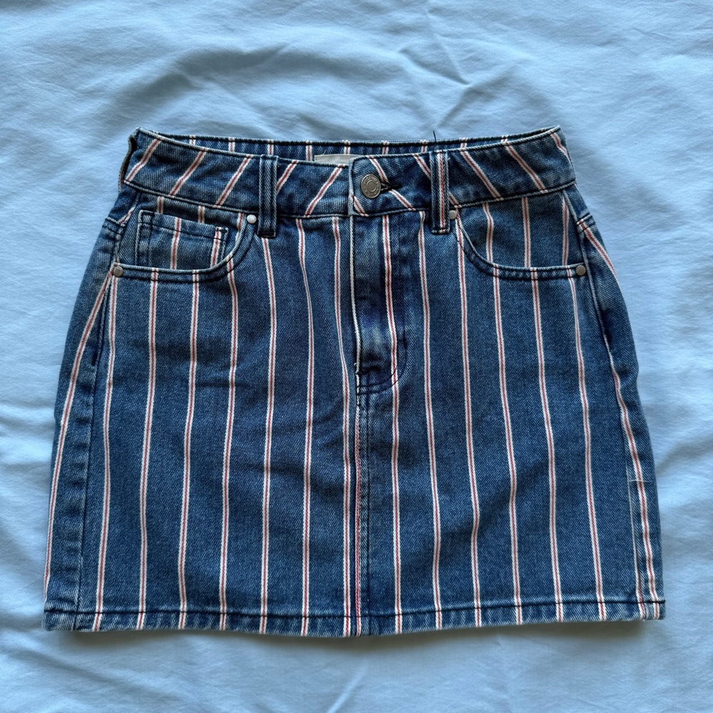 Pacsun Striped Denim Jean Mini Skirt